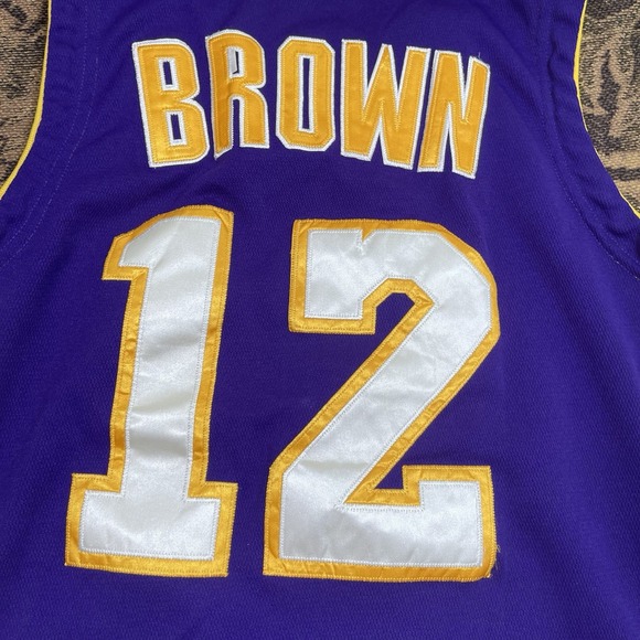 Adidas NBA Los Angeles LA Lakers Shannon Brown #12 Jersey Mens Size 44 Purple - Picture 11 of 11